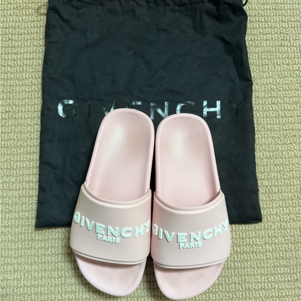 Givenchy Light Pink Logo Slides Platform